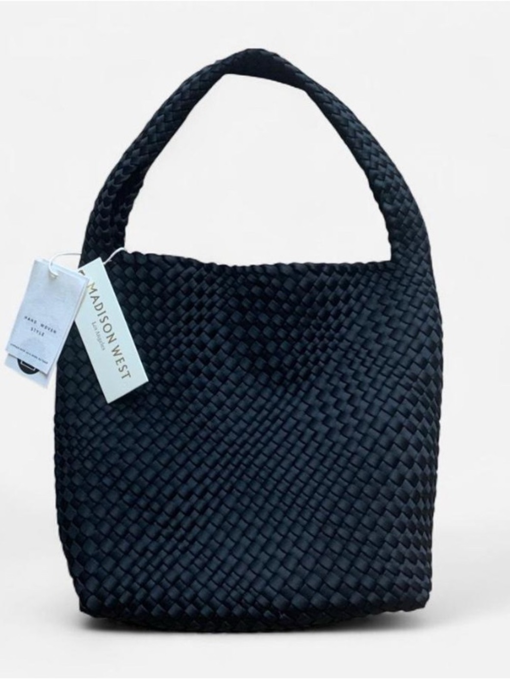 Madison West Black Woven Tote Bag-in-a-Bag